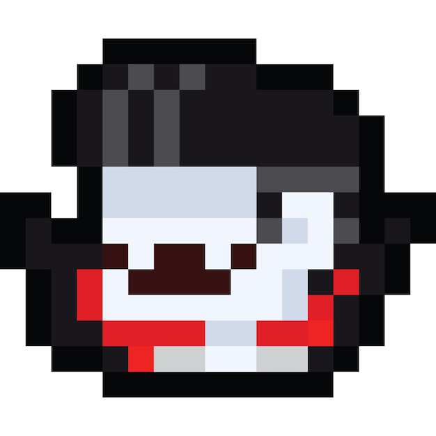 El icono del retrato de un vampiro de dibujos animados de pixel art
