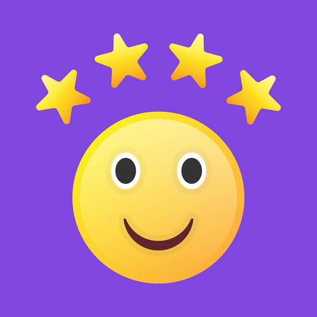 Icono de retroalimentación con cuatro estrellas de calificación y cara emoji Icono vectorial para aplicaciones UI y sitios web EPS10