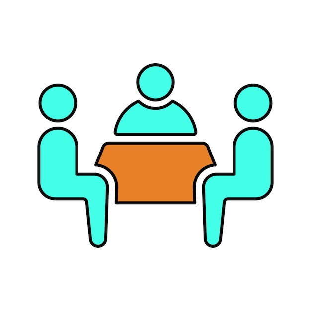 El icono de la reunión de discusión de conversación Diseño de colores sencillos
