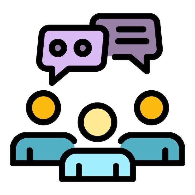 Icono de la reunión financiera Contorno del vector de la reunión económica Icono de color plano aislado