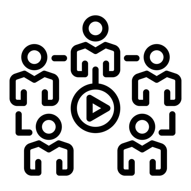 Icono de reunión en línea de grupo de video Icono vectorial de reunión en linea de grupo de vídeo para diseño web aislado en fondo blanco