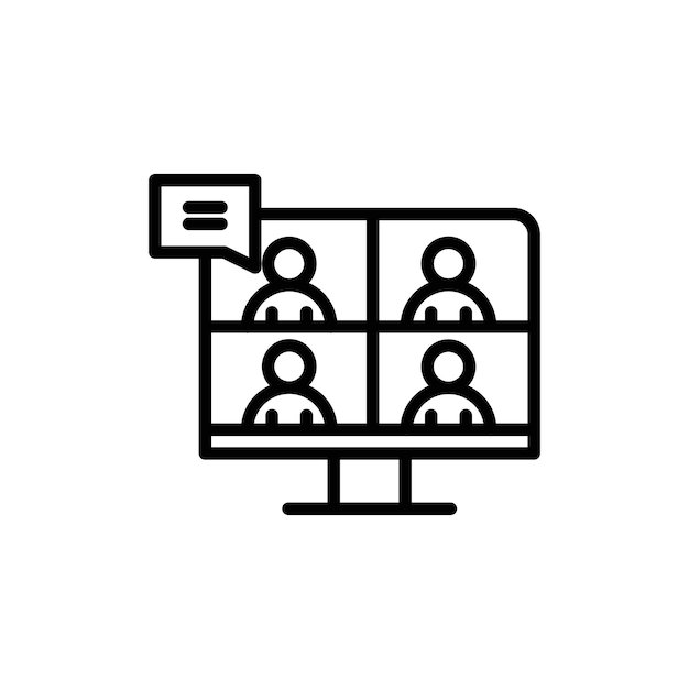 El icono de la reunión en línea, el logotipo, el contorno vectorial del conjunto de señales