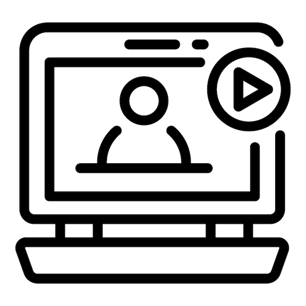 Icono de reunión de vídeo en línea Icono de vector de reunión de vídeo en línea de esquema para diseño web aislado sobre fondo blanco