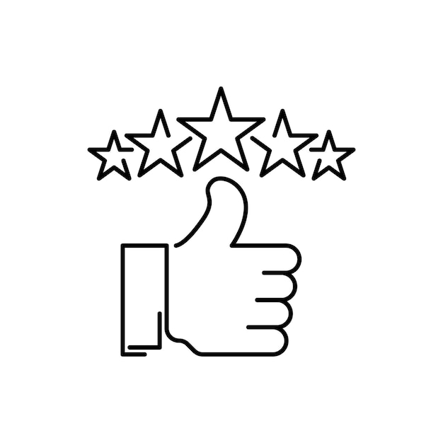 icono de revisión del cliente comentarios de calificación de calidad cinco estrellas símbolo de línea en fondo blanco ilustración vectorial de trazo editable