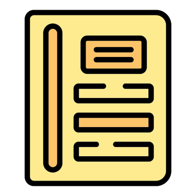 Icono de revisión de menú de alimentos vector de contorno Inspección de certificado Investigación crítica color plano