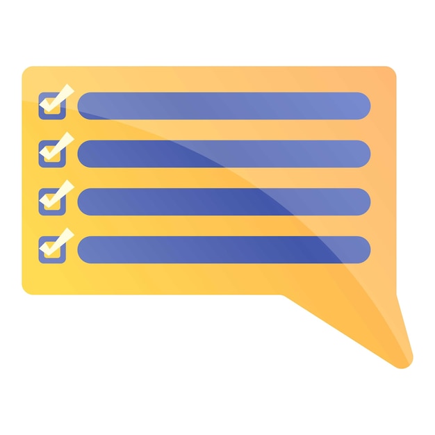 Icono de revisión de producto de chat Caricatura de icono de vector de revisión de producto de chat para diseño web aislado sobre fondo blanco