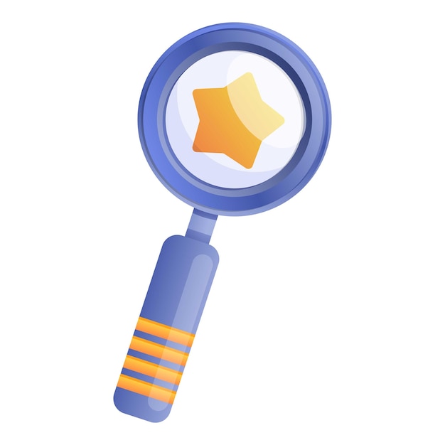 Icono de revisión de producto lupa Caricatura de icono de vector de revisión de producto lupa para diseño web aislado sobre fondo blanco