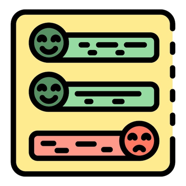 El icono de revisión de productos en línea El esquema del icono vectorial de revisión de produtos en línea El color es plano y aislado