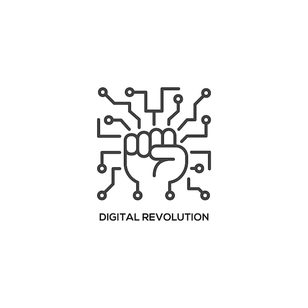 Icono de la revolución digital conexión futura línea de puntos signo moderno pictograma lineal contorno símbolo simple línea delgada plantilla de elemento de diseño vectorial