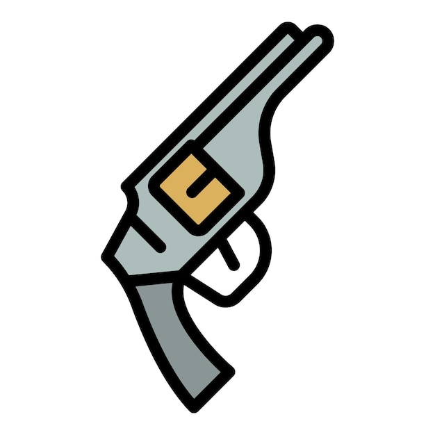 Icono de revólver Contorno revólver vector icono color plano aislado