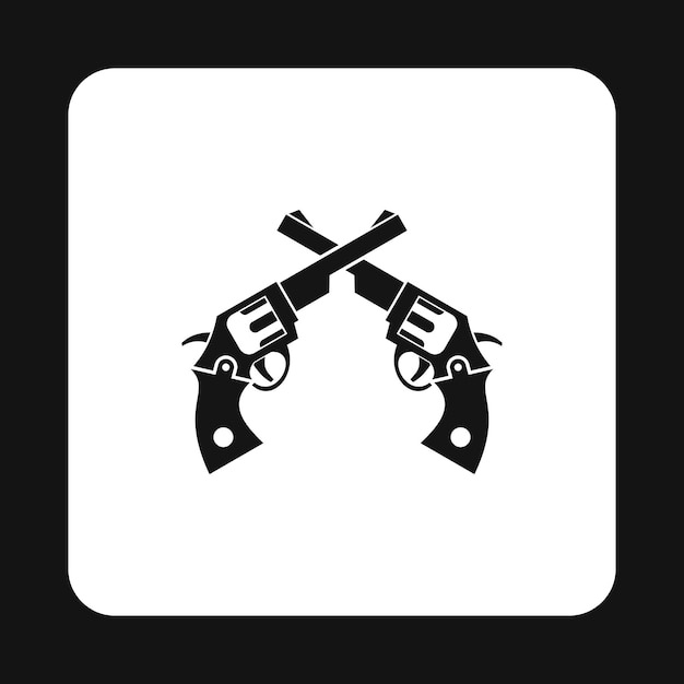 Icono de revólveres en estilo simple aislado en fondo blanco Símbolo de armas