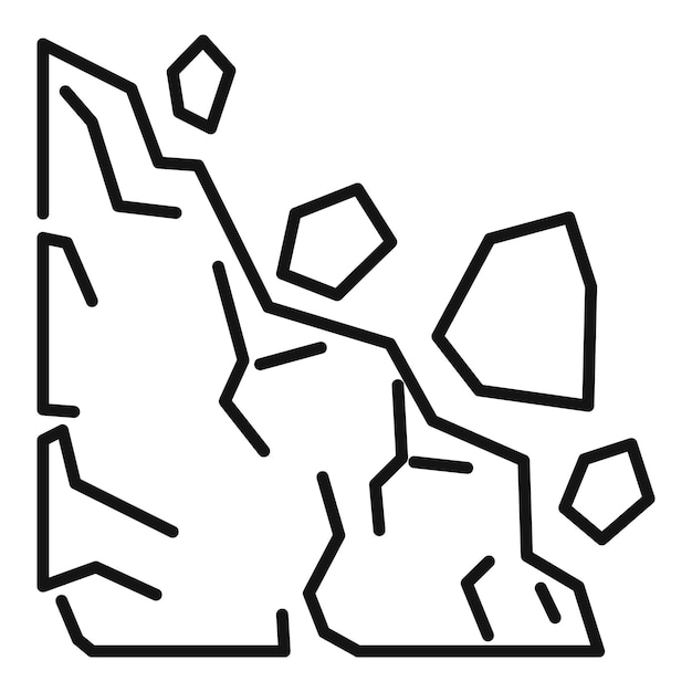 Icono de riesgo de deslizamiento de tierra Icono de vector de riesgo de deslizamiento de tierra de contorno para diseño web aislado sobre fondo blanco