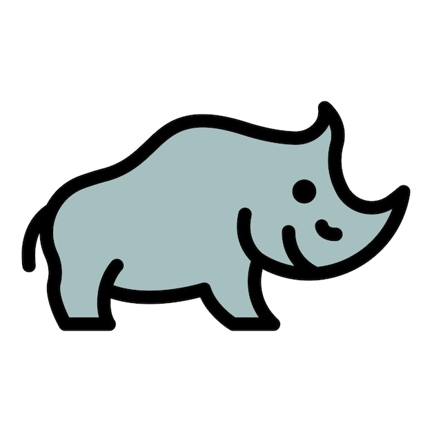El icono del rinoceronte grande es un contorno del icono vectorial del rinoceronte grande. El color es plano y aislado.