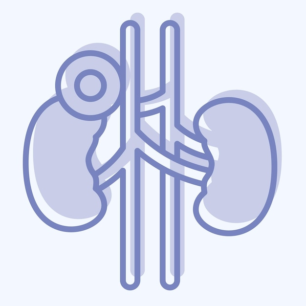 Icono riñón relacionado con el cuerpo dolor símbolo de dos tonos estilo diseño simple editable