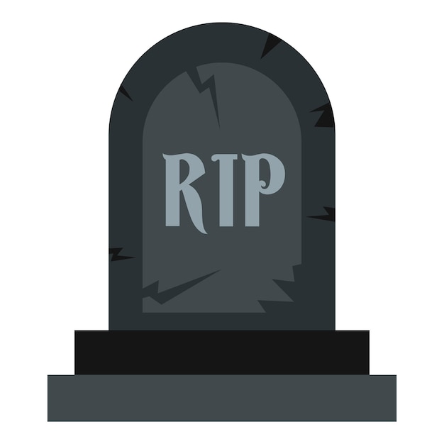 Icono de RIP de la tumba en estilo plano aislado en fondo blanco Ilustración vectorial del símbolo de la muerte