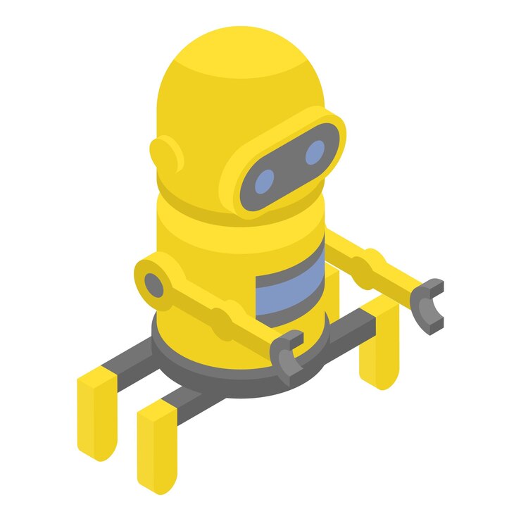 Vector icono de robot amarillo isométrico del icono de vector de robot amarillo para diseño web aislado sobre fondo blanco