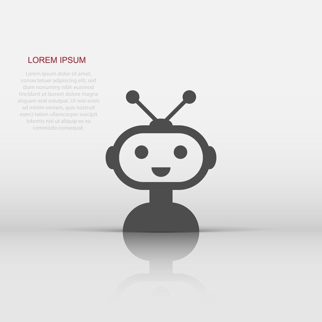 Icono de robot chatbot lindo en estilo plano Ilustración de vector de operador Bot sobre fondo blanco aislado Concepto de negocio de carácter de chatbot inteligente