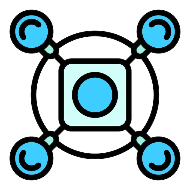Icono de robot drone Contorno Robot robot icono de vector de drone para diseño web aislado en color de fondo blanco plano