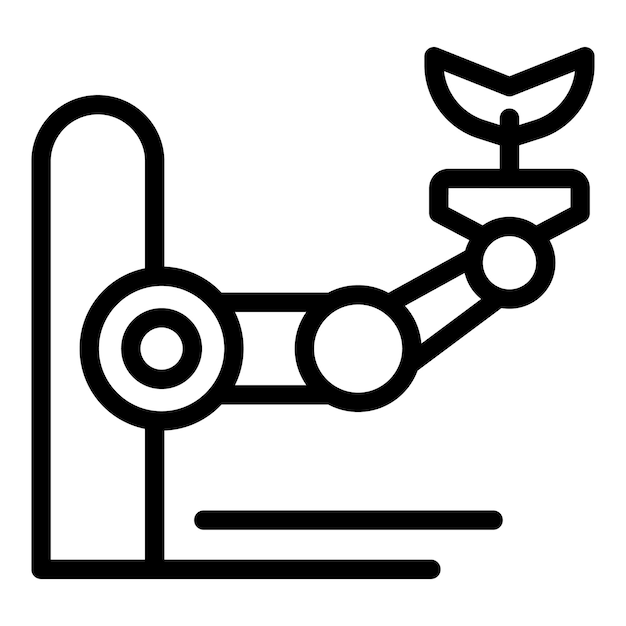 Icono de robot de granja inteligente vector de contorno Aplicación de datos de innovación agrícola