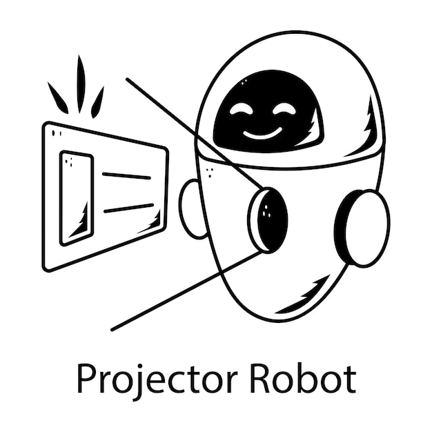Icono del robot proyector dibujado a mano