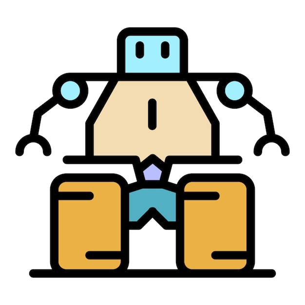 Icono de robot de tecnología Contorno de icono de vector de robot de tecnología color plano aislado