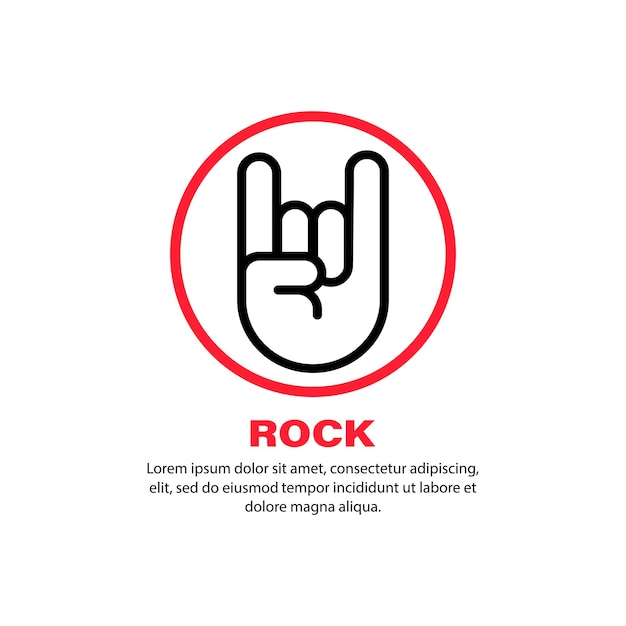 Icono de rock. material pesado. gesto manual. concepto de música. vector sobre fondo blanco aislado. eps 10.