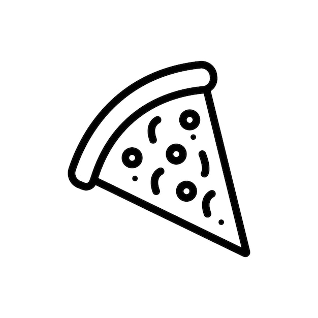 El icono de la rodaja de la pizza se establece en el símbolo vectorial de la pizza de queso italiano, el icono de pepperoni de la pizza en el estilo de relleno y delineado en negro.