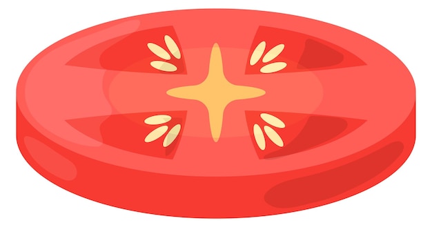 Icono de rodaja de tomate Vegetal de dibujos animados rojo redondo