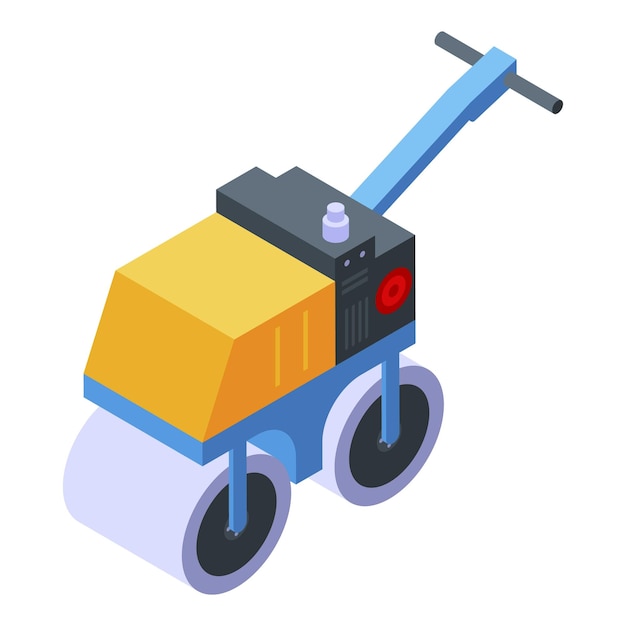 Icono de rodillo de carretera pequeño Isométrico de icono de vector de rodillo de carretera pequeño para diseño web aislado sobre fondo blanco