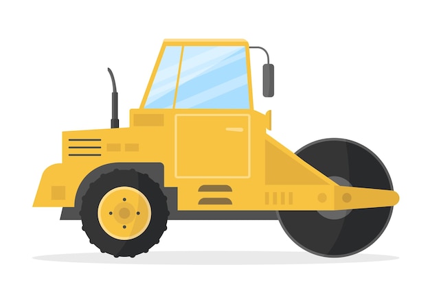 Icono de rodillo de carretera sobre fondo blanco Transporte para obras de asfalto