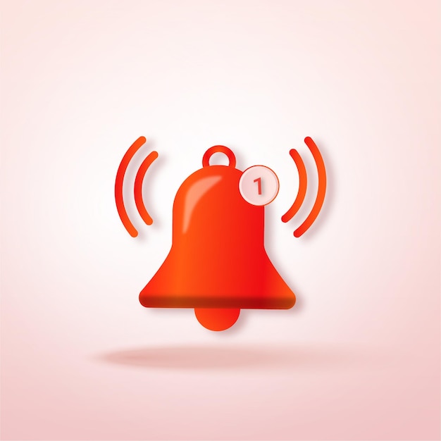 icono rojo de bellr 3d para año nuevo o mes fecha de inicio vector ilustración 3d Vector Premium 01