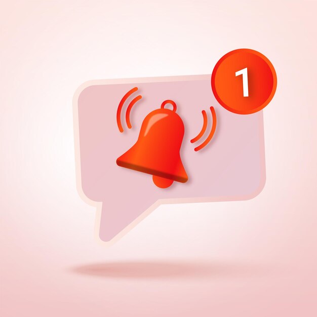 icono rojo de bellr 3d para año nuevo o mes fecha de inicio vector ilustración 3d Vector Premium 02