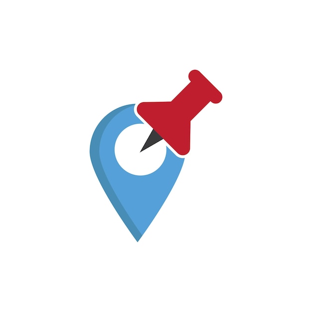 El icono rojo del pin de empuje
