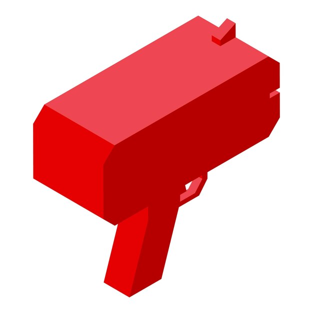 El icono rojo de la pistola de inicio de estilo isométrico