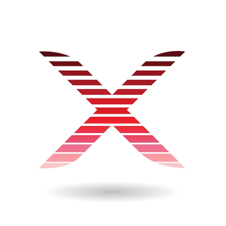Vector icono rojo rayado redondeado para la ilustración vectorial de la letra x