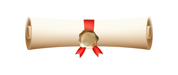 Icono de rollo de diploma 3D Diploma con sello de cera de oro