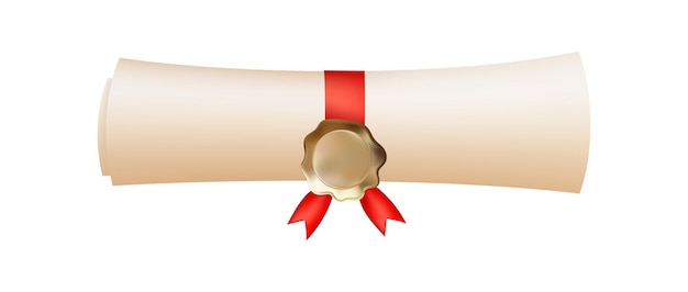 Icono de rollo de diploma 3D Diploma con sello de cera de oro
