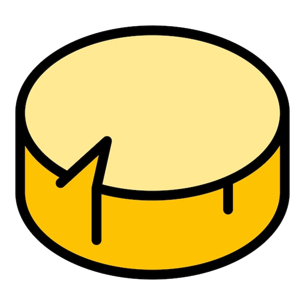 El icono del rollo de queso fresco Contorno del icono vectorial del rollo del queso fresco Color plano aislado