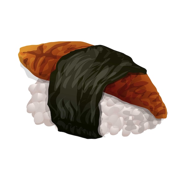 Icono de rollo de sushi de menú Caricatura de icono de vector de rollo de sushi de menú para diseño web aislado sobre fondo blanco