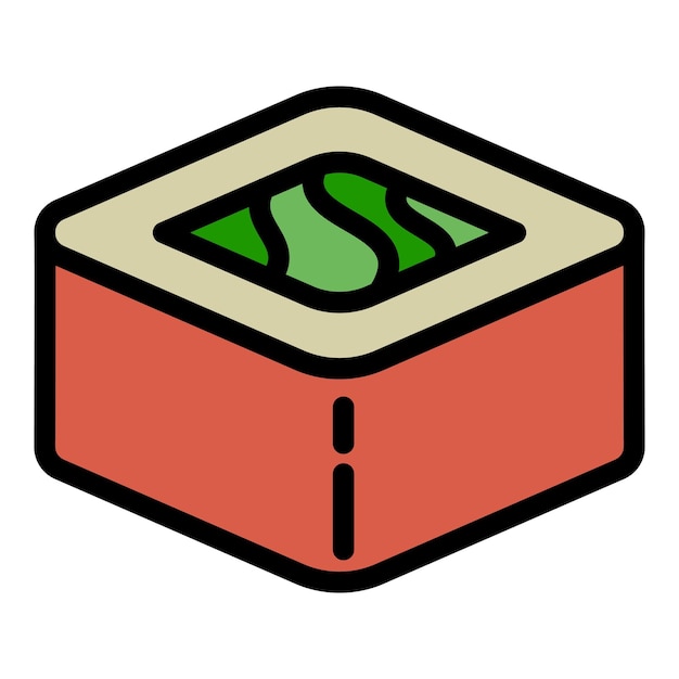 Icono de rollo de sushi rojo Contorno de icono de vector de rollo de sushi rojo para diseño web aislado sobre fondo blanco