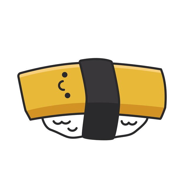 icono del rollo de sushi tamago en estilo plano ilustración vectorial de comida japonesa en fondo blanco aislado