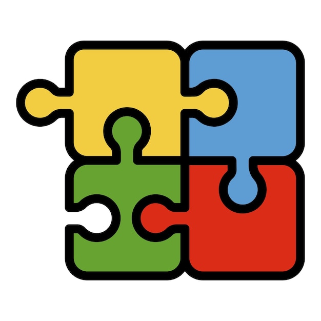 Icono de rompecabezas Contorno rompecabezas vector icono color plano aislado