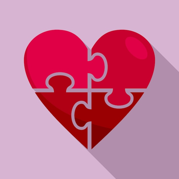 Vector icono de rompecabezas de corazón ilustración plana del icono de vector de rompecabezas de corazón para diseño web