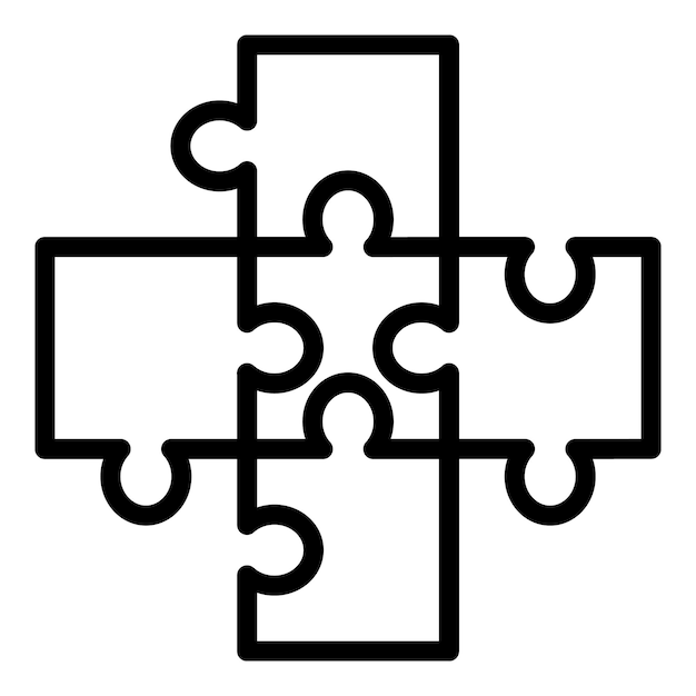 Icono de rompecabezas cruzado Icono de vector de rompecabezas cruzado de esquema para diseño web aislado sobre fondo blanco