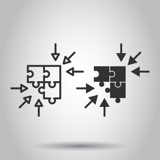Icono de rompecabezas en estilo plano Ilustración de vector compatible con solución sobre fondo blanco aislado Concepto de negocio combinado