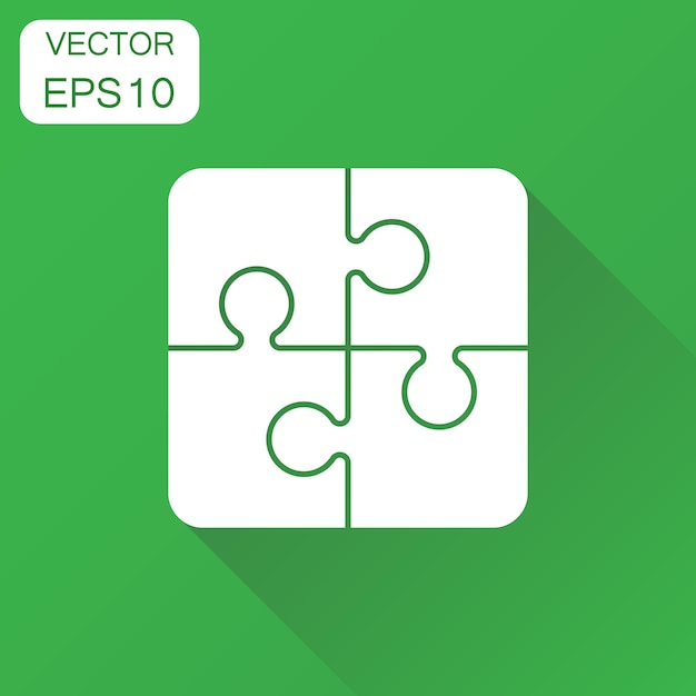 Icono de rompecabezas de juego de rompecabeos Pictograma de rompecabes de concepto de negocio Ilustración vectorial en fondo verde con sombra larga