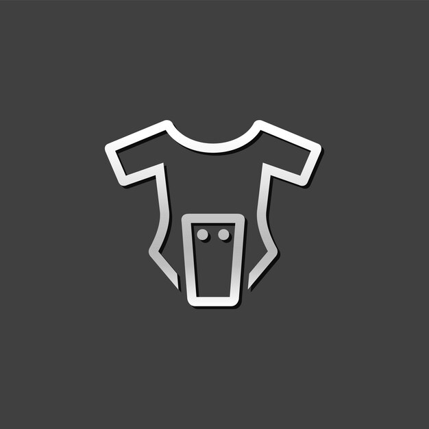 Icono de ropa para bebés en estilo de color gris metálico Vestido para el cuerpo de recién nacido