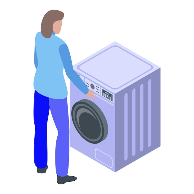 Icono de ropa de lavadora Isométrica de icono de vector de ropa de lavadora para diseño web aislado sobre fondo blanco