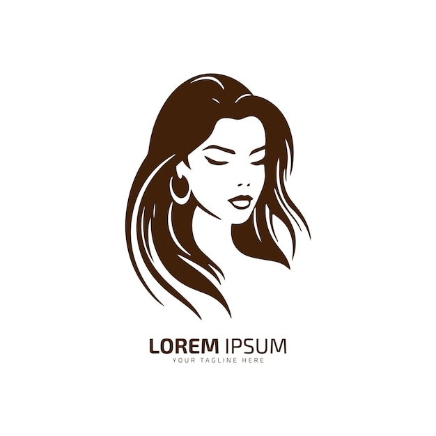 Icono del rostro de la mujer, ilustración vectorial de estilo de la dama, plantilla de diseño del logotipo de la niña, ilustración del símbolo femenino.