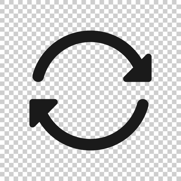Icono de rotación de flecha en estilo transparente Ilustración vectorial de acción de sincronización en un fondo aislado Concepto comercial del botón Actualizar